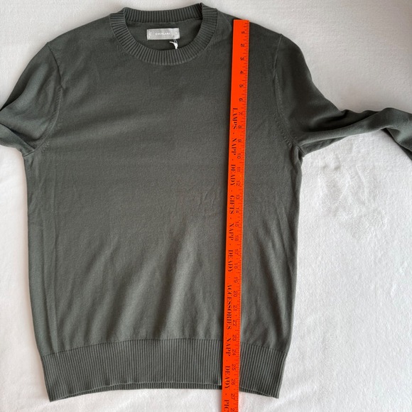 NWT Everlane Men's No-Sweat Sweater Uniform Medium Forest Green Ribbed Crew Neck - Picture 10 of 12